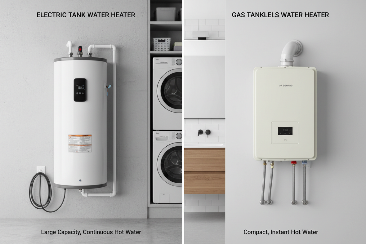 Confronto tra scaldabagno elettrico ad accumulo e scaldabagno a gas istantaneo - differenze e dimensioni