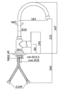 Miscelatore Lavello Alto Girevole PAFFONI BLU180CR - Canna Tubo Ombrello-2