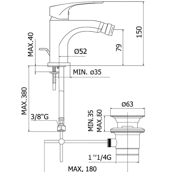 Paffoni Lime LM135CR – Miscelatore Bidet Cromato con Scarico Automatico