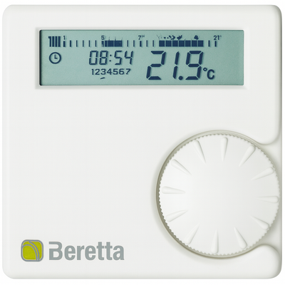 Gli elementi visibili (vista frontale con display temperatura e manopola di regolazione)