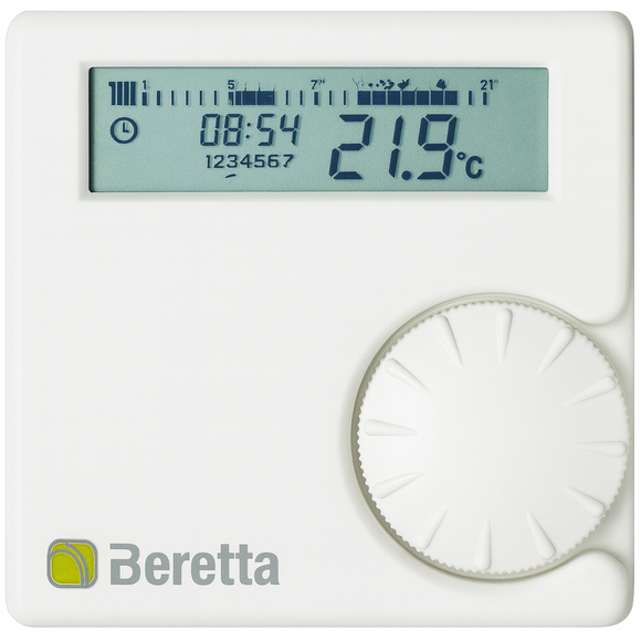 Gli elementi visibili (vista frontale con display temperatura e manopola di regolazione)