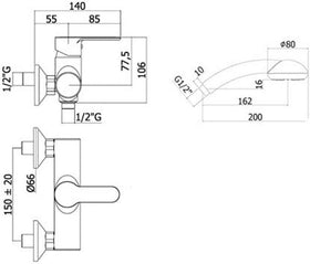 Rubinetto vasca Paffoni BLU023CR dettaglio deviatore e comandi serie Blu