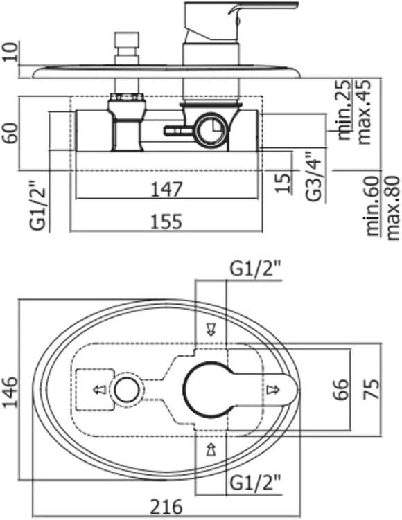 Paffoni Blu015 Miscelatore per Doccia o Vasca da Incasso con Deviatore