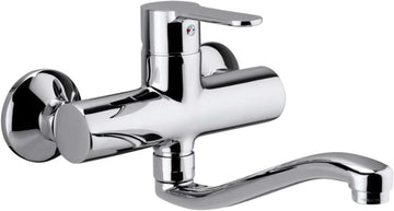 Miscelatore lavello a muro Paffoni BLU161 cromato per cucina su sfondo bianco