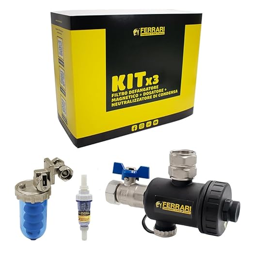 Kit Salva Caldaia FERRARI Filtri 3 in 1 - Defangatore Magnetico + Neutralizzatore Condensa + Dosatore Polifosfati