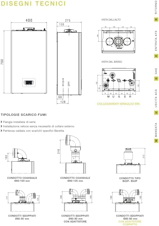 Beretta BLR 25 – Caldaia a Condensazione 25 kW Metano + Kit Fumi e Flessibili