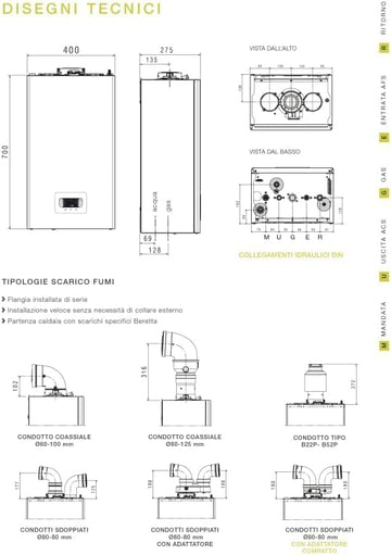Beretta BLR 25 – Caldaia a Condensazione 25 kW Metano + Kit Fumi e Flessibili - 0