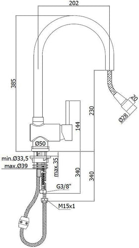 Rubinetto lavello Paffoni SK185CR dettaglio doccetta estraibile doppio getto