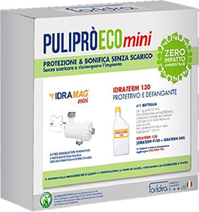 FORIDRA PULIPRO ECO MINI BIANCO PACCHETTO PER BONIFICARE E PROTEGGERE UN IMPIANTO DA 80/00 Lt A SCARICO ZERO PULIPECB