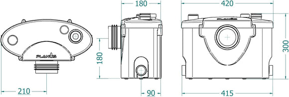 Trituratore WC Planus SaniBasic 400W - Maceratore con Pompa