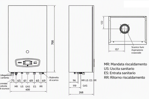 Caldaia a Condensazione Savio Rina Gas Adaptive 35 kW
