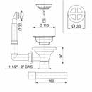 Diagramma tecnico troppo pieno tondo Basket 1745 misure ø30mm compatibilità universale