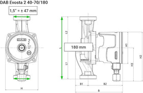 DAB Evosta 2 40-70/180 - Circolatore elettronico interasse 180 230V - 0