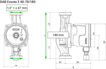 DAB Evosta 2 40-70/180 - Circolatore elettronico interasse 180 230V - 0
