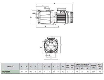 Elettropompa Centrifuga Multistadio DAB EURO 40/80 M (1 kW - 1.36 HP) - 0