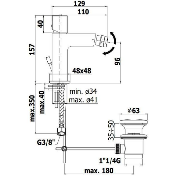 Paffoni Elle EL135CR – Miscelatore Bidet Cromato con Scarico 1" 1/4