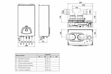 Sime-Caldaia Condensazione EDEA HM 25 kW Metano Classe A Rendimento 108% Range Rated 25-40 kW - 0
