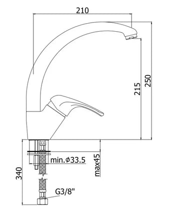 Paffoni ND181CR Miscelatore Lavello Monoforo con Canna Orientabile Alta - Serie Nettuno Due - 0