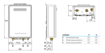 Scaldabagno Istantaneo Sime MINI 16 E Camera Stagna 16 Litri Metano Display LED Modalità ECO - 0