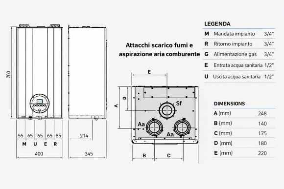 Sime UNIQA REVOLUTION 25 kW – Caldaia Metano Classe B Basso NOx Senza Intubamento
