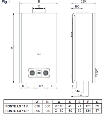 Scaldabagno Gas Beretta Fonte Lx 14 P Metano 14L Camera Aperta Classe A Low NOx - 0