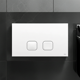 Placca Comando Oliver 132-V7082-B Plain Dual Bianca - Doppio Scarico WC Risparmio Idrico - 0