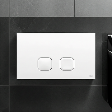 Placca Comando Oliver 132-V7082-B Plain Dual Bianca - Doppio Scarico WC Risparmio Idrico - 0