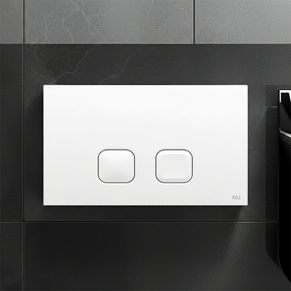 Placca Comando Oliver 132-V7082-B Plain Dual Bianca - Doppio Scarico WC Risparmio Idrico