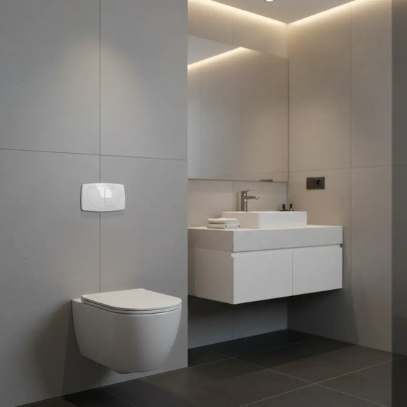 Placca Comando ITS Todini Hidrobox Dual Evolution 14.15E Bianco - Doppio Scarico WC Risparmio Idrico