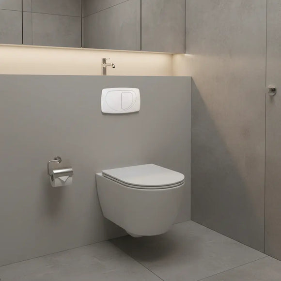 Placca Comando ITS Todini Hidrobox Dual Evolution 14.15E Bianco - Doppio Scarico WC Risparmio Idrico
