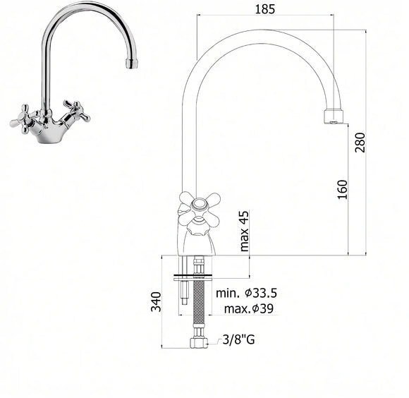 Paffoni Iris IRV180CR – Miscelatore Lavello Canna Alta a Ombrello Cromato