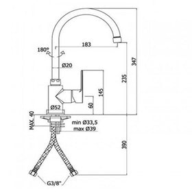 Miscelatore Lavello Alto Girevole PAFFONI BLU180CR - Canna Tubo Ombrello - 0