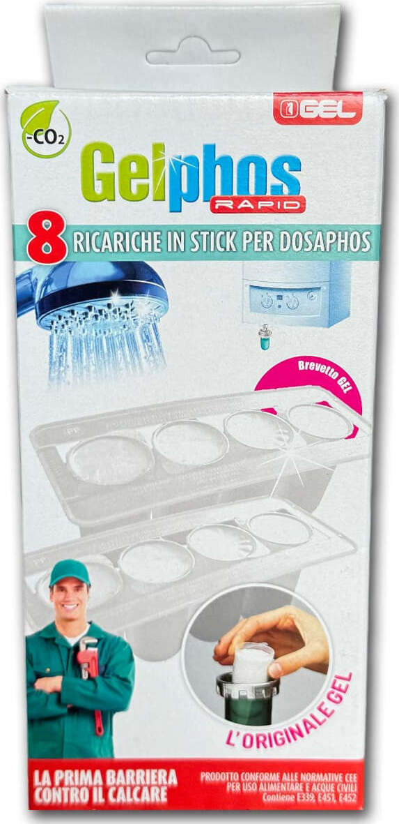 Ricariche Gelphos Rapid 2x4 – 8 Cartucce Gel Anticalcare per Impianti