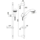 Saliscendi completo per doccia Paffoni Queen con asta doccia in metallo, supporto doccia scorrevole, doccetta 4 getti e portasapone-4